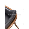 Designer Black Leather Armrest Enkeltstoler